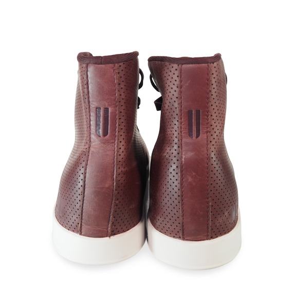 NOBULL Outwork High Top Leather Trainers Mens 8 Womens 9.5 Burgundy Perforated - Picture 5 of 11